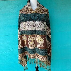 100% CASHMERE PASHMINA WOOL WRAP SCARF FRINGE LARGE